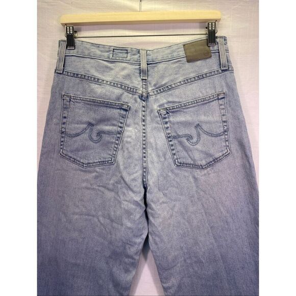 Adriano Goldschmied Raw Hem Wide Leg Crop Jeans Blue Denim Light Wash Size 29R - Picture 5 of 13